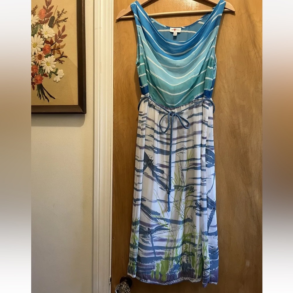 We love Vera by Anthropologie water dragonfly grass summer dress sz 8